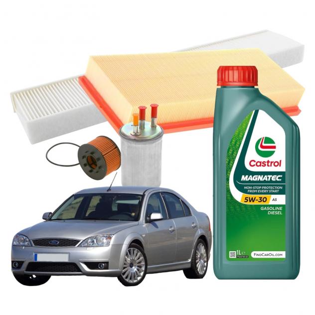 Kit tagliando filtri e olio 5w30 Ford Mondeo III 2.0 Tdci 2001/07