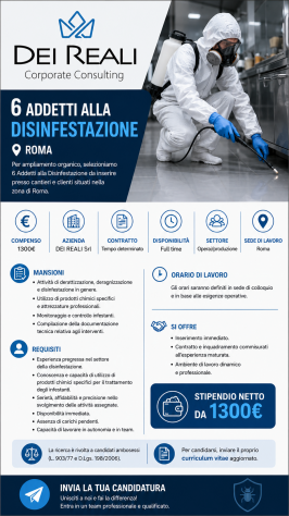 Ricerca urgente: n. 6 Addetti alla Disinfestazione (Ambosessi) - Foto 2