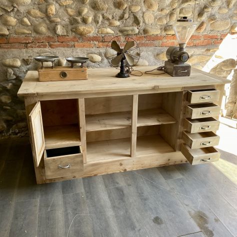 BANCONE IN LEGNO MASSELLO GREZZO AL NATURALE - Foto 3