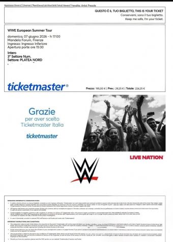 Biglietti WWE European Firenze 07/06/2026