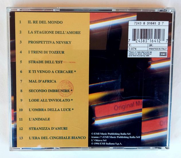 CD Franco Battiato " Unprotected " dal vivo a Lugo di Romagna - Padova - Genova - Foto 3