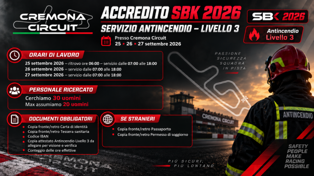 ADDETTE ADDETTI CREMONA CIRCUIT 25/26/27 SETTEMBRE 2026 - Foto 3