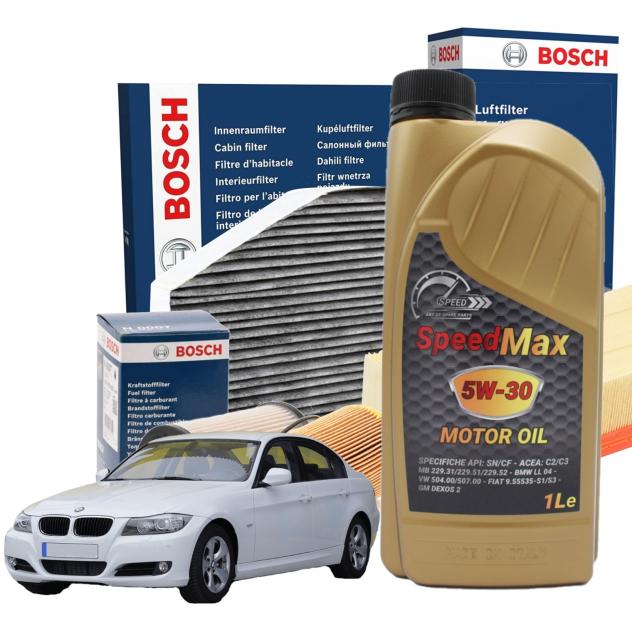 Kit Tagliando Bosch 6 Litri Olio Motore Speed Max 5w30 per BMW 3