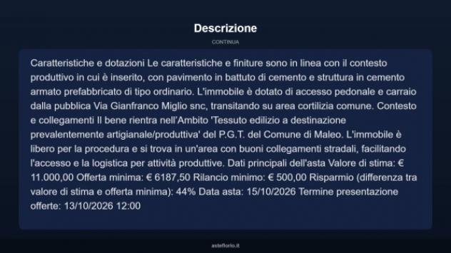 Immobile in asta di 7 m² in vendita a Maleo - Foto 5