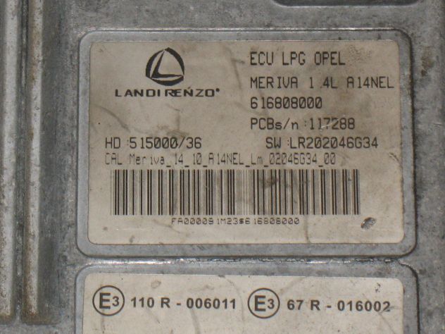 616808000 ECU GPL LPG LANDI RENZO OPEL MERIVA 1.4 A14NEL LR202046G34 51500036 - Foto 2