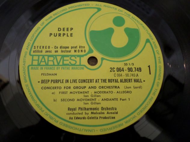 DEEP PURPLE (Live) The Royal Philharmonic Orchestra - LP / 33 giri 1970 Harvest - Foto 4