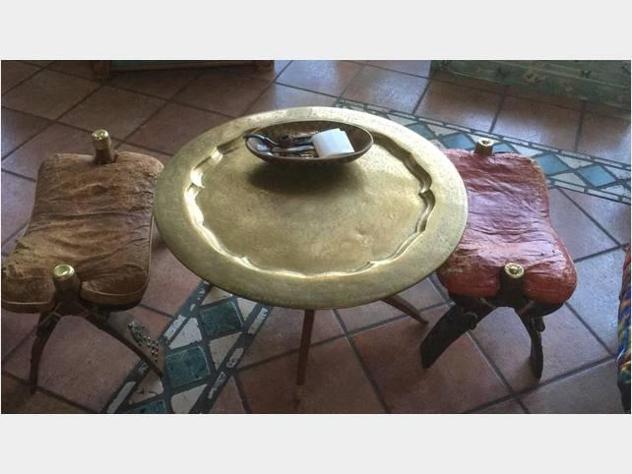 Tavolo artigianale in ottone egiziano inizio 900'