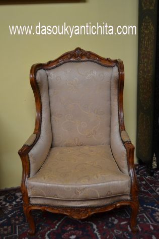 Poltrona bergère stile Luigi XV in noce - Foto 8