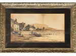 Richard Henry Nibbs pittore quadro antico acquerello Costa con figure