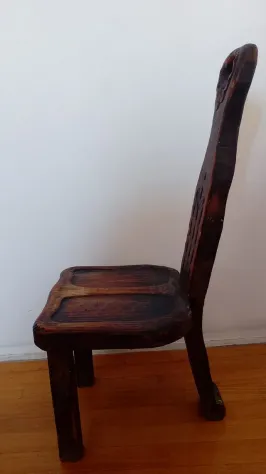 Vendesi splendida sedia tripode rustica ad alto schienale antica (inizio 900) - Foto 3