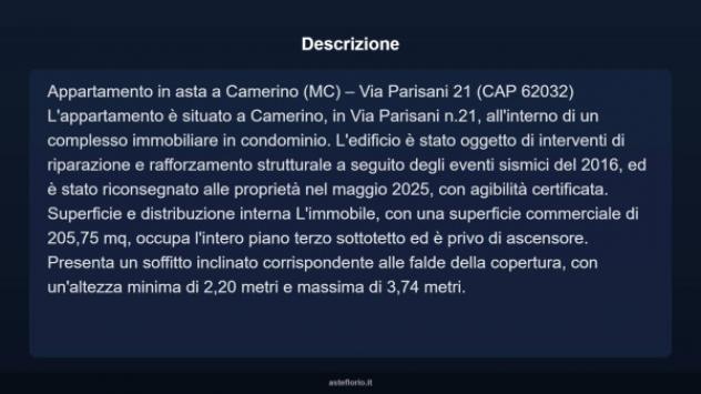 Immobile in asta di 205 m² con più di 5 locali e box auto in vendita a Camerino - Foto 4