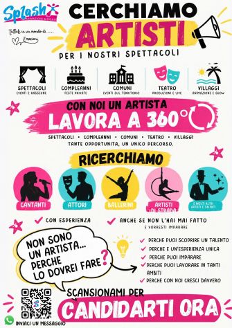 🎭 SPLASH ANIMAZIONE CERCA NUOVI TALENTI!