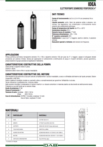 ELETTROPOMPE SOMMERSE PERIFERICHE 4' IDEA 75M 230V 50Hz DAB - Foto 4