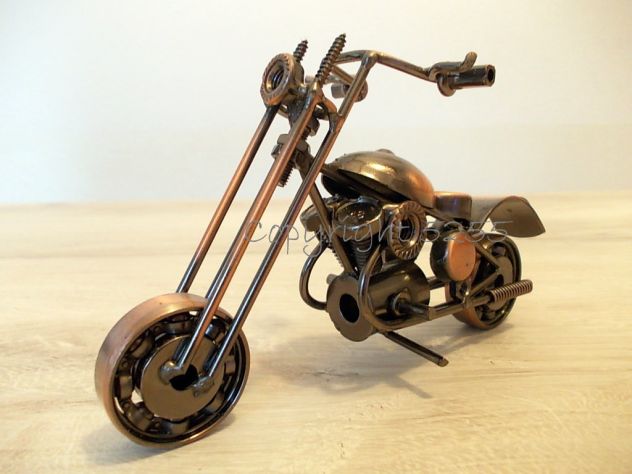 MODELLINI da COLLEZIONISMO MOTO CUSTOM CHOPPER HARLEY HD in METALLO FATTE A MANO - Foto 9