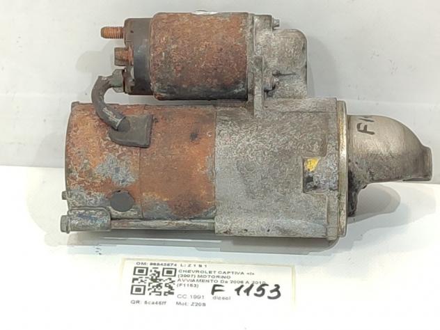 MOTORINO D' AVVIAMENTO CHEVROLET Captiva 1° Serie 96843574 Z20S diesel 1991 (06) - Foto 2