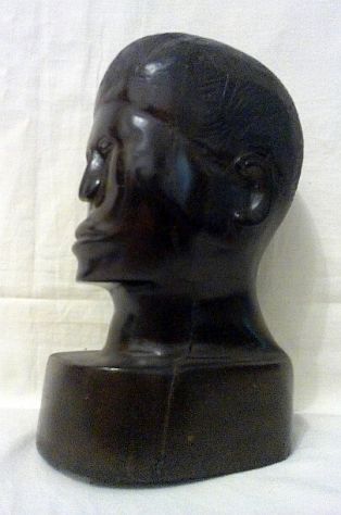 ANTICA TESTA VIRILE IN EBANO, AFRICA ORIGINALE EPOCA ANNI TRENTA. - Foto 3