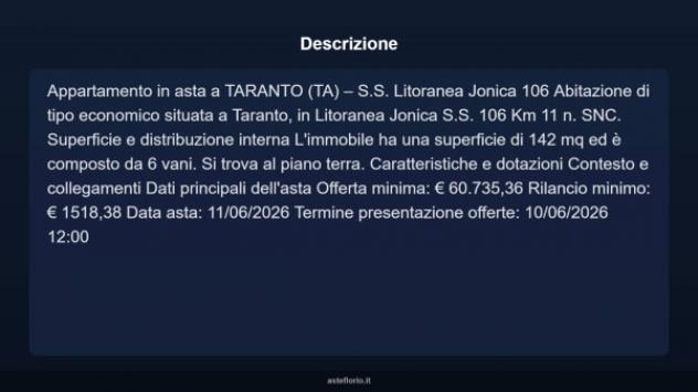 Immobile in asta di 142 m² con più di 5 locali in vendita a Taranto - Foto 3
