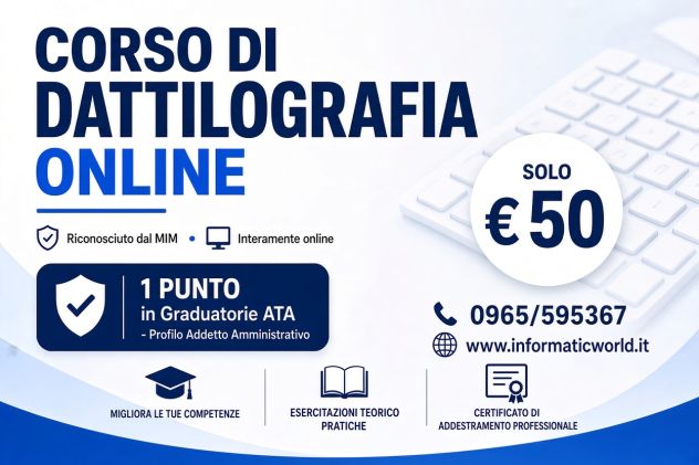 Corso di addestramento professionale di dattilografia interamente online