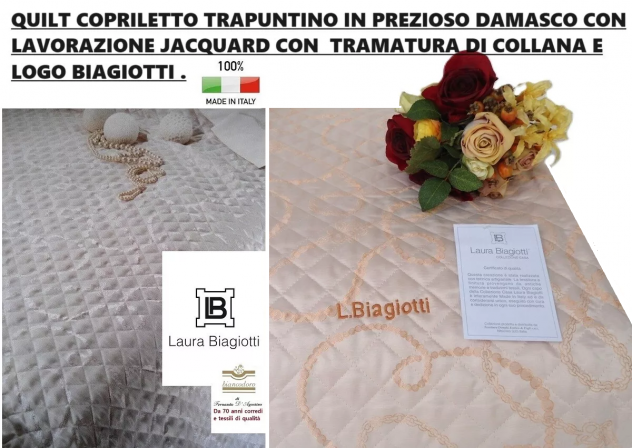 Quilt copriletto LAURA BIAGIOTTI in prezioso tessuto damascato - Foto 5