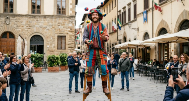 trampoliere giocoliere artista di strada