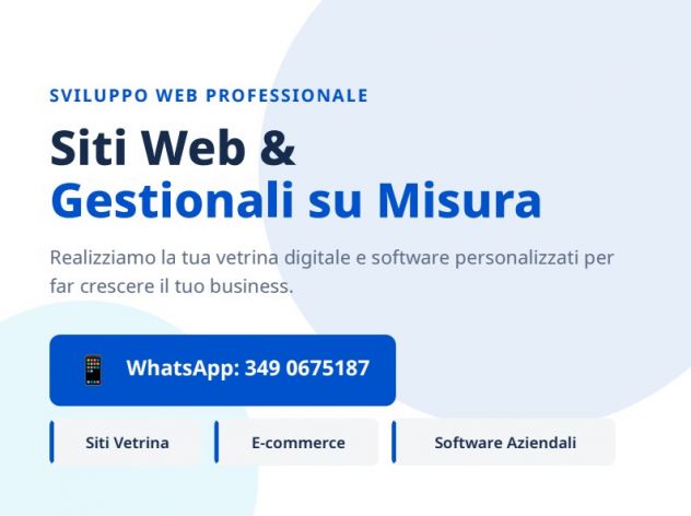 Creazione Siti Web Professionali e Gestionali su Misura (100% a Norma)