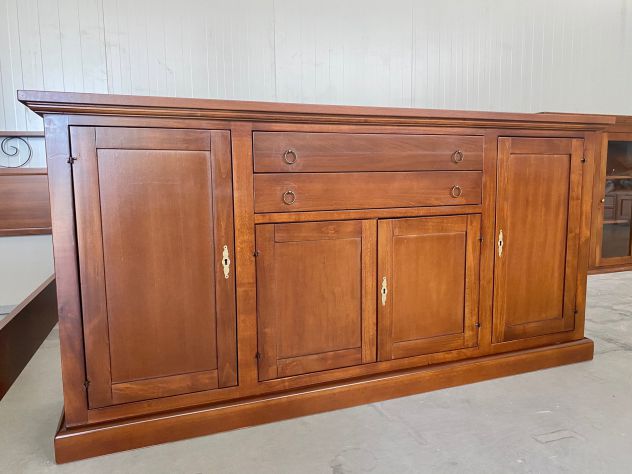 NUOVO BANCONE CON 4 ANTE E 2 CASSETTI CENTRALI IN VERO LEGNO BIANCO LACCATO - Foto 9