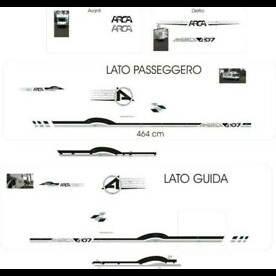 adesivi per camper arca 407 del 2000 in set completo in toni di grigio.