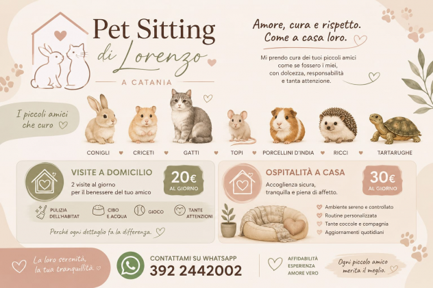 Pet sitting animali esotici / cani / gatti