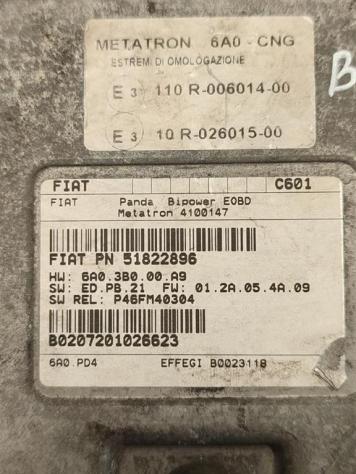 CENTRALINA MOTORE FIAT Panda 2° Serie 51822896 188A4000 bifuel/metano 1242 (0310) - Foto 2
