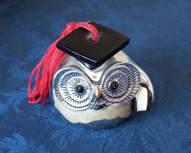 COPPIA di Gufetti In Resina Argentata scaramantico portafortuna laurea - Foto 7