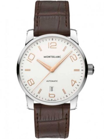 Montblanc Mens Timewalker Brown Leather Strap Watch 110340