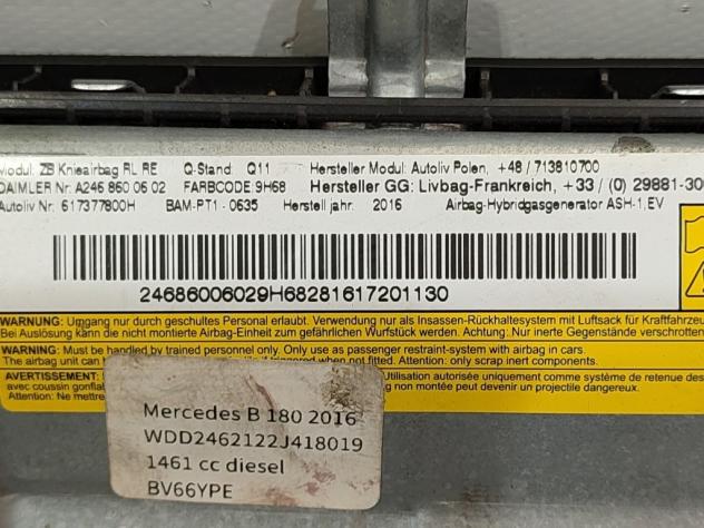 AIRBAG GINOCCHIA MERCEDES Classe B W246 2° Serie 2468600602 607951 (K9K) (12) - Foto 5