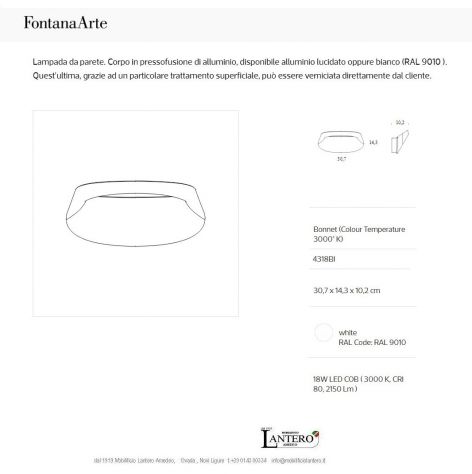 lampade da parete applique a led  ,FONTANA ARTE , bonnet - Foto 6
