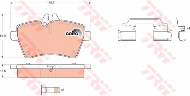 Trw Pattini Freno Mercedes B-Class (W245) B 160 (245 Gdb1630