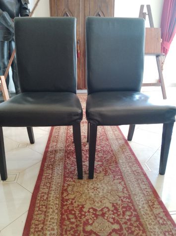 COPPIA POLTRONE SEDIE IN PELLE E LEGNO VINTAGE - Foto 6