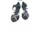 scarpe  con tacco malu in pelle capretto nero e pitone grigio  donna n 38. Usate