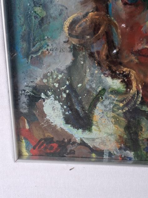 "Pagliaccio" 1990 dipinto su faesite , dimensioni cm. 48 x cm .48 , solo - Foto 4