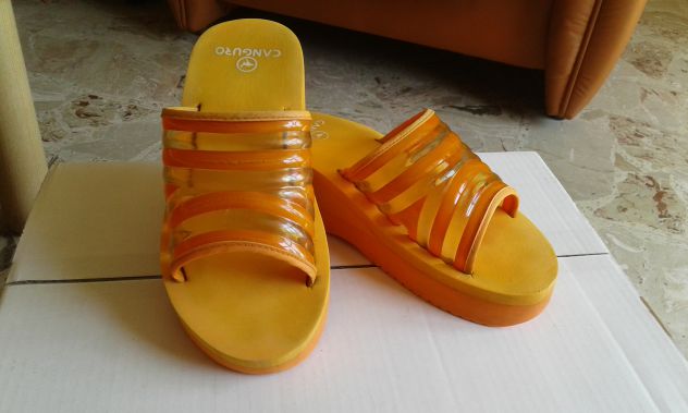 Ciabattoni zatteroni arancio con zeppa Canguro vintage nuovi 39/40 - Foto 5