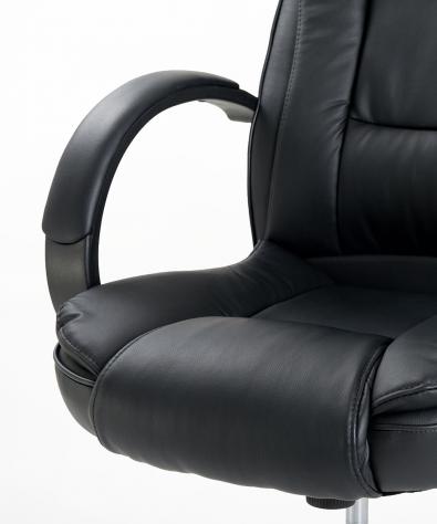 POLTRONA UFFICIO ERGONOMICA GIREVOLE IN ECOPELLE NERA - DIREZIONALE MODELLO SMOKE - NUOVA - Foto 3