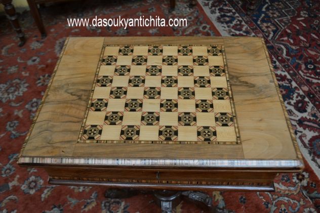 Antico tavolino da gioco/lavoro stile inglese regency - Foto 9
