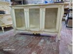 Credenza vetrina vetrinetta foglia oro avorio 150 cm con spedizione