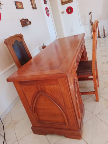 Grande Scrivania e Sedie Legno Massello Artigianato Toscano Pezzi Unici - Foto 8