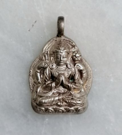 CIONDOLO IN ARGENTO 925 RAFFIGURANTE AVALOKITESHVARA, NEPAL. - Foto 4