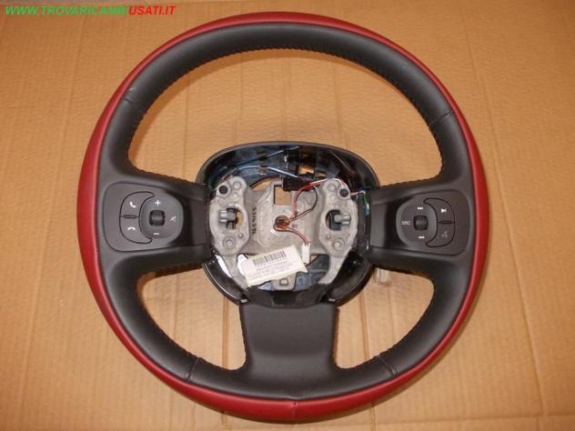 VOLANTE IN PELLE ROSSA CON COMANDI FIAT 500 L (199-73)  Meccanica  Sterzo  Volante FIAT - 500 L - 01-07-2012 - 01-06-2018, FIAT - 500 L Living