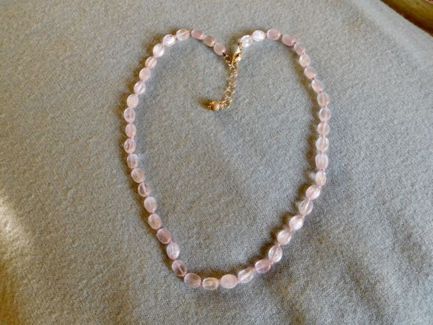 Collana Kunzite naturale, pietre calibrate,taglio regolare ovale piatto. Nuova! - Foto 3