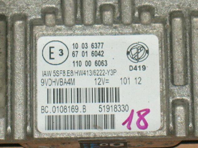 5sfe8 51918330 ECU lancia ypsilon gpl iaw 5sf.e8 51918330 hw413 pronta all'uso - Foto 2