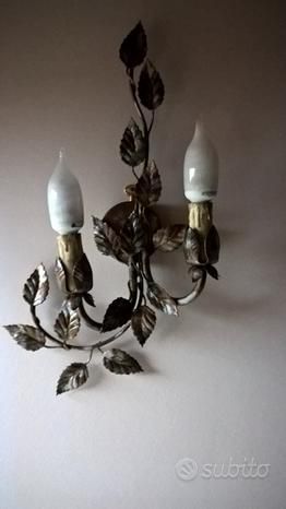 Applique Lampada da Parete a 2 luci Ferro Battuto