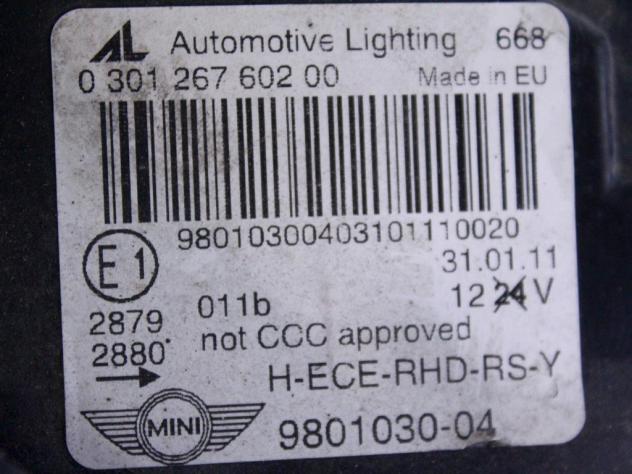 63129801030 FARO FANALE ANTERIORE DESTRO PER VEICOLI CON GUIDA A DESTRA MINI COUNTRYMAN R60 D 1.6 D 4X4 82KW 6M 5P (2011) RICAMBIO USATO SUPPORTO DANN - Foto 5