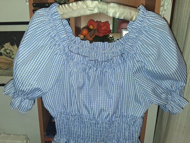 Vestito donna Vestitino 100% fresco cotone maniche sbuffo no stiro Made in Italy - Foto 4