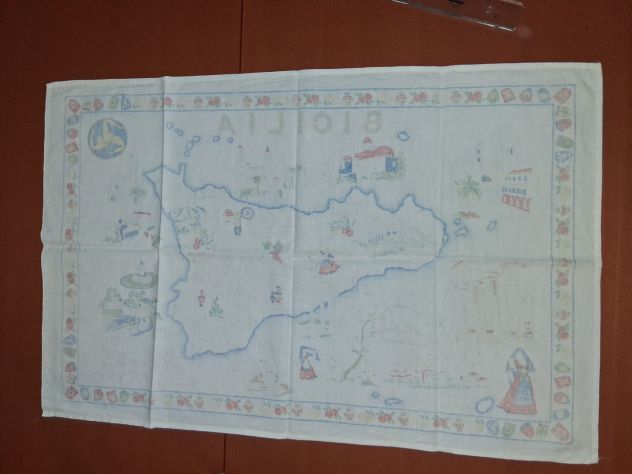 3 Strofinacci Canovacci Asciugapiatti Vintage Cotone Regioni Liguria Sicilia - Foto 5